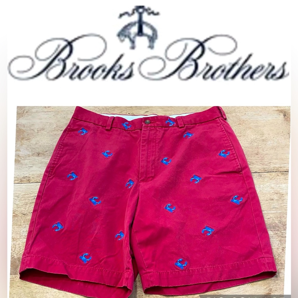 Brooks Brothers 346‎ Men’s Sz 34 Red Cotton Embroidered Crab Bermuda Shorts
